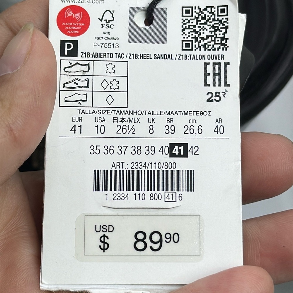 (C2) Zara Black NWT Leather Heeled Buckle Sandals, Size 41/10 USA - Picture 16 of 16